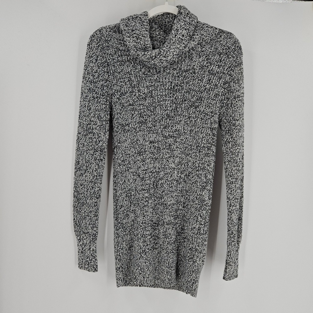 Abercrombie & Fitch Turtleneck Tunic Sweater Gray Marled Knit Cozy Pullover Sz S